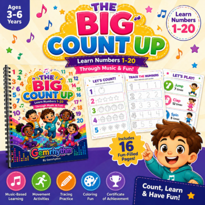 The Big Count Up: Learn Numbers 1–20 for Kids – Fun Music & Activity Workbook (Ages 3–6)
