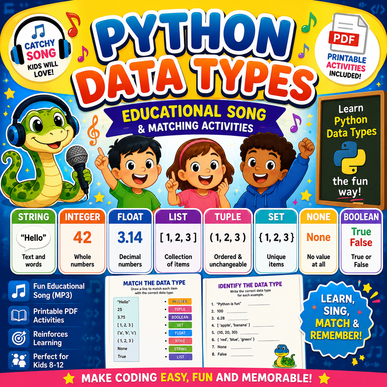 Python Data Types Educational Song for Kids